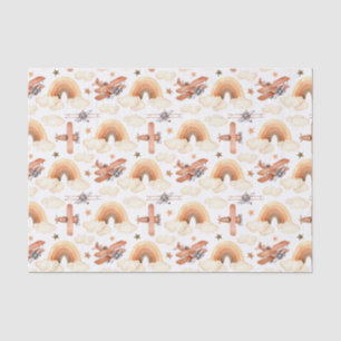 Cute Watercolor Rainbow Airplane Pattern Tissue Paper