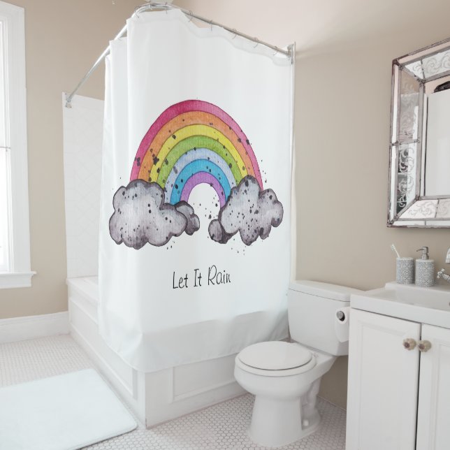 Cute Watercolor Rainbow And Clouds (In Situ)