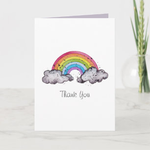 Cute Watercolor Rainbow And Clouds Card