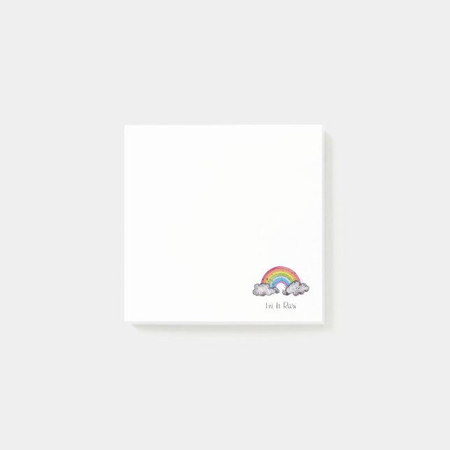 Cute Watercolor Rainbow And Clouds Post-it Notes (Front)