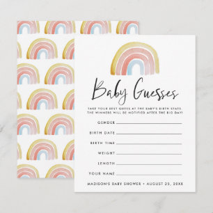 Cute Watercolor Rainbow Baby Shower Guessing Game