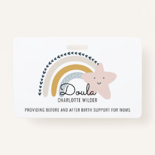 Cute Watercolor Rainbow Doula Midwife Badge