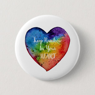 Cute Watercolor Rainbow Heart 2 Inch Round Button