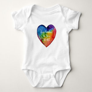 Cute Watercolor Rainbow Heart Baby Bodysuit