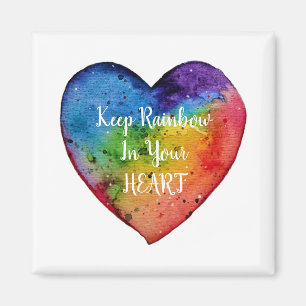 Cute Watercolor Rainbow Heart Magnet
