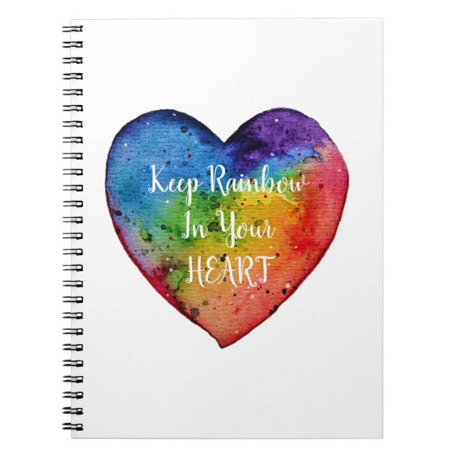 Cute watercolor Rainbow Heart Notebook (Front)