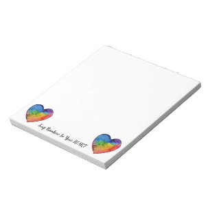 Cute Watercolor Rainbow Heart Notepad