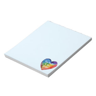 Cute Watercolor Rainbow Heart Notepad