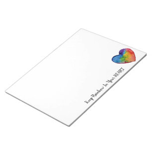 Cute Watercolor Rainbow Heart Notepad