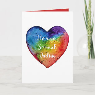 Cute watercolor Rainbow Heart, Valentines Holiday Card