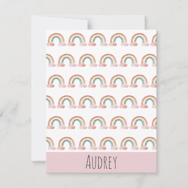 Cute Watercolor Rainbow Personalized Card (Front)