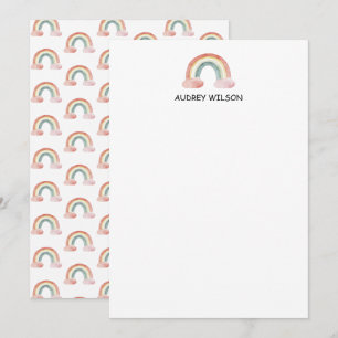 Cute Watercolor Rainbow Personalized Stationery Card