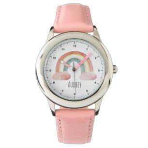 Cute Watercolor Rainbow Personalized Watch