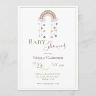 Cute Watercolor Rainbow Simple Baby Shower Invitation