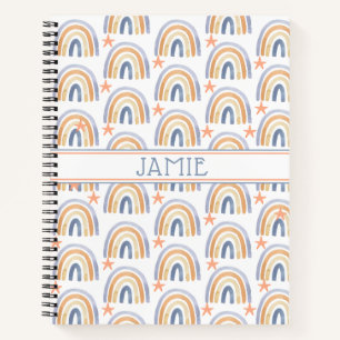 Cute Watercolor Rainbows & Stars Personalized Notebook