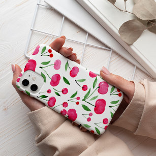 Cute watercolor red cherries pattern iPhone 13 pro case