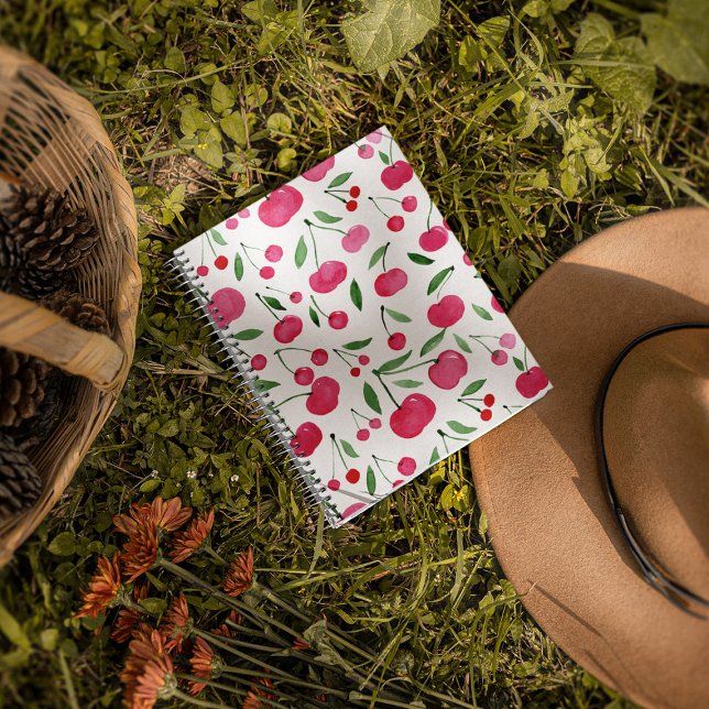 Cute watercolor red cherries pattern notebook (Creator Uploaded)