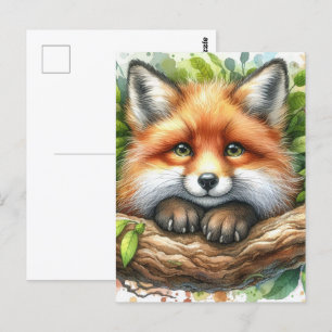 Cute Watercolor Red Fox Postcard