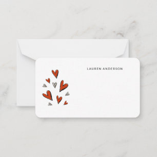 Cute Watercolor Red Hearts Little Card