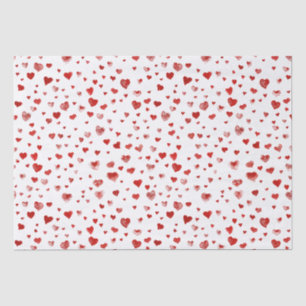 Cute Watercolor Red Hearts Tissue Paper