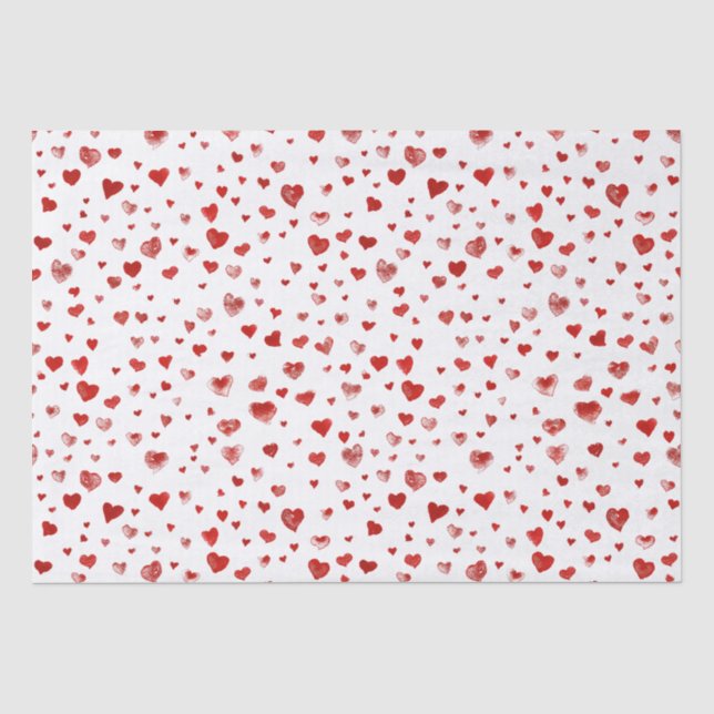 Cute Watercolor Red Hearts Tissue Paper (Front)