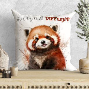 Cute Watercolor Red panda Nursery Motivation Throw Pillow