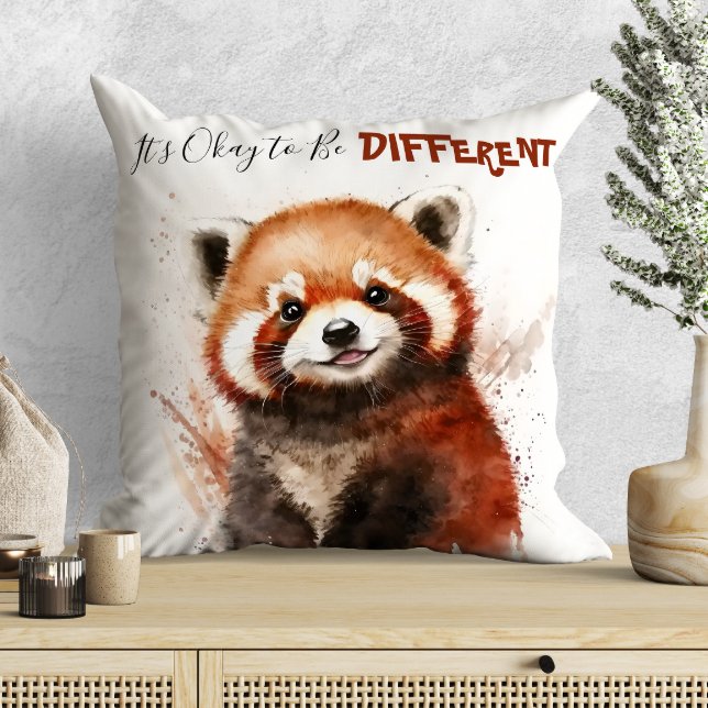 Cute Watercolor Red panda Nursery Motivation Throw Pillow (Creator Uploaded)