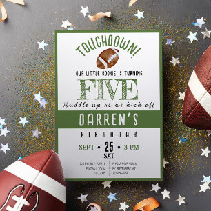 Cute Watercolor Rookie Football Birthday Invitation