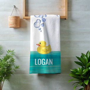 Cute Watercolor Rubber Duck Bathtub Bubble Bath  Towel Set