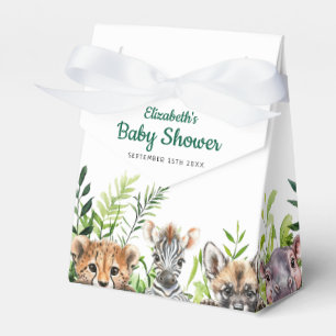 Cute Watercolor Safari Animals Baby Shower Favor Box