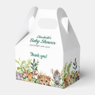 Cute Watercolor Safari Animals Baby Shower Favor Box