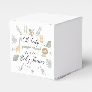 Cute Watercolor Safari Jungle Oh Baby Baby Shower Favor Box