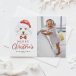 Cute Watercolor Santa Maltese Dog Photo Christmas Holiday Postcard<br><div class="desc">Merry Christmas! Send Christmas wishes to family and friends with a dog-themed Christmas postcard. It features a watercolor illustration of a cute Maltese dog with a Santa hat and tartan bow tie. Personalize by adding a photo, name and other details. This dog Christmas photo postcard is perfect for dog lovers...</div>