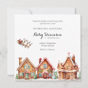 Cute watercolor santa pregnancy announcement 