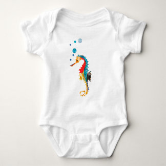 Cute Watercolor SEA HORSE seahorse Ocean Animal Baby Bodysuit