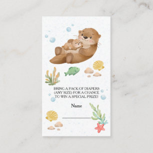 Cute Watercolor Sea Otter Mother & Baby Enclosure Card