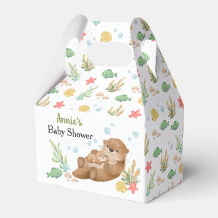 Cute Watercolor Sea Otter Mother & Baby Favor Box