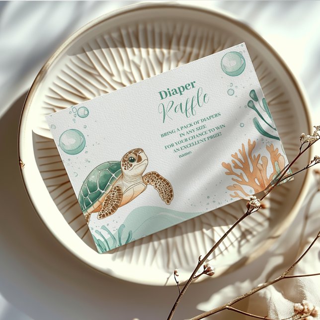 Cute Watercolor Sea Turtle  Diapper Raffle Enclosure Card (Creator Uploaded)