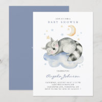 Cute Watercolor Sleeping Raccoon Baby Shower