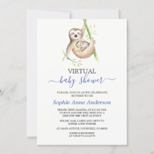 Cute Watercolor Slot Virtual Baby Shower By Mail Invitation