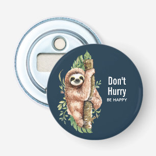 Cute Watercolor Sloth Don't Hurry Be Happy Bottle Opener