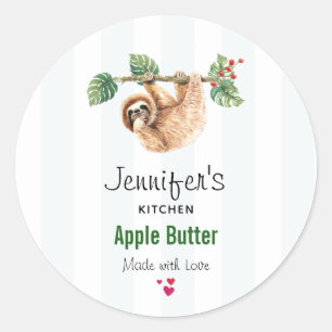 Cute Watercolor Sloth Kitchen Classic Round Sticker