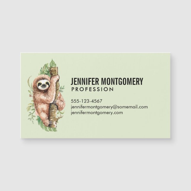 Cute Watercolor Sloth & Tropical Leaves (Front)