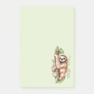 Cute Watercolor Sloth & Tropical Leaves Post-it Notes