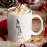 Cute Watercolor Snowman in Snow Personalized Name Mug<br><div class="desc">Stand out this holiday season with a charming personalized gift! Our delightful template features an adorable watercolor snowman and your name in elegant script typography. Simply click "Personalize this template" to add your own name and greeting. Need assistance? Feel free to contact me at ybnormalone@gmail.com. For matching return address labels,...</div>