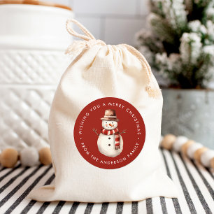 Cute Watercolor Snowman Merry Christmas Classic Round Sticker