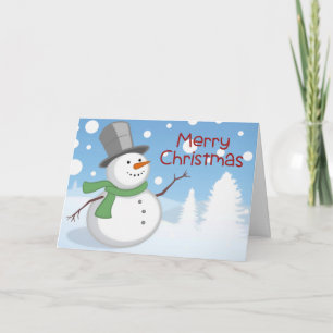 Cute Watercolor Snowman Merry Christmas Folded Hol Holiday Card