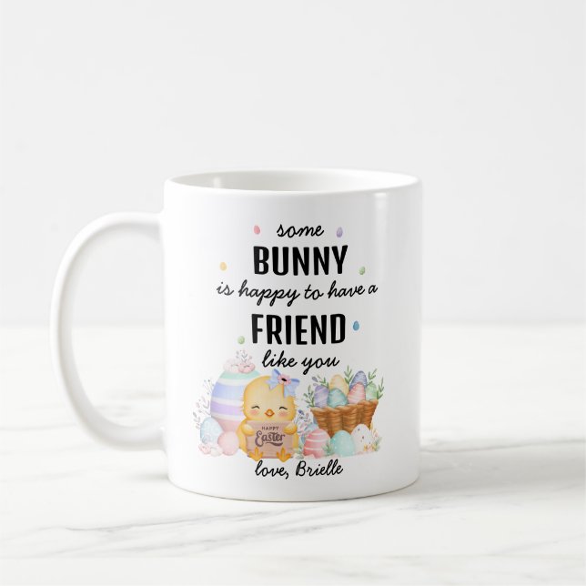 Cute Watercolor Some Bunny Friendship Easter Gift Coffee Mug (Left)