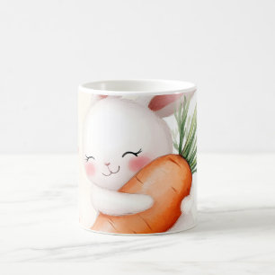 Cute Watercolor Spring Bunny Carrot Coffee Mug
