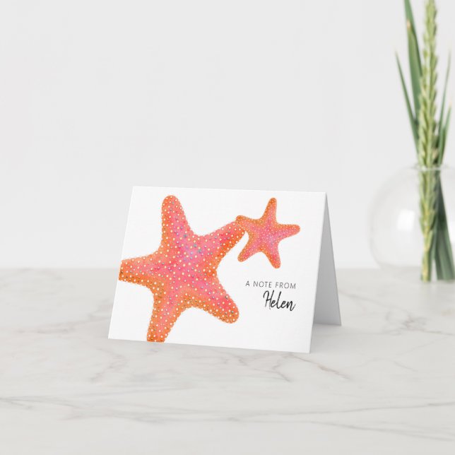 Cute Watercolor Starfish Thank You Card (Front)
